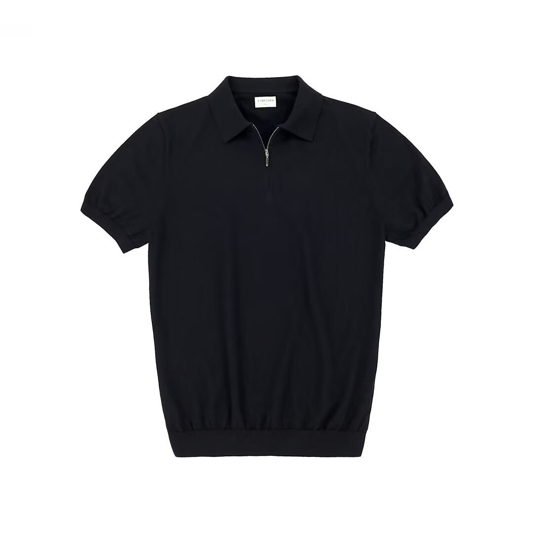 Light Luxury Zipper Polo Shirt Lapel Short Sleeve
