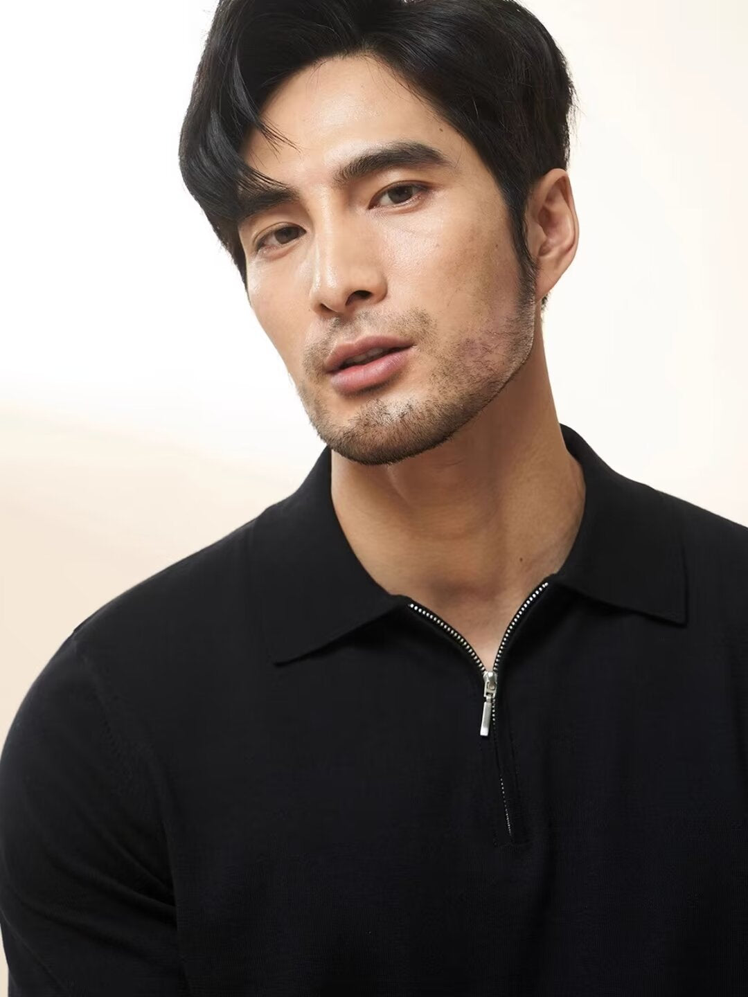 Light Luxury Zipper Polo Shirt Lapel Short Sleeve