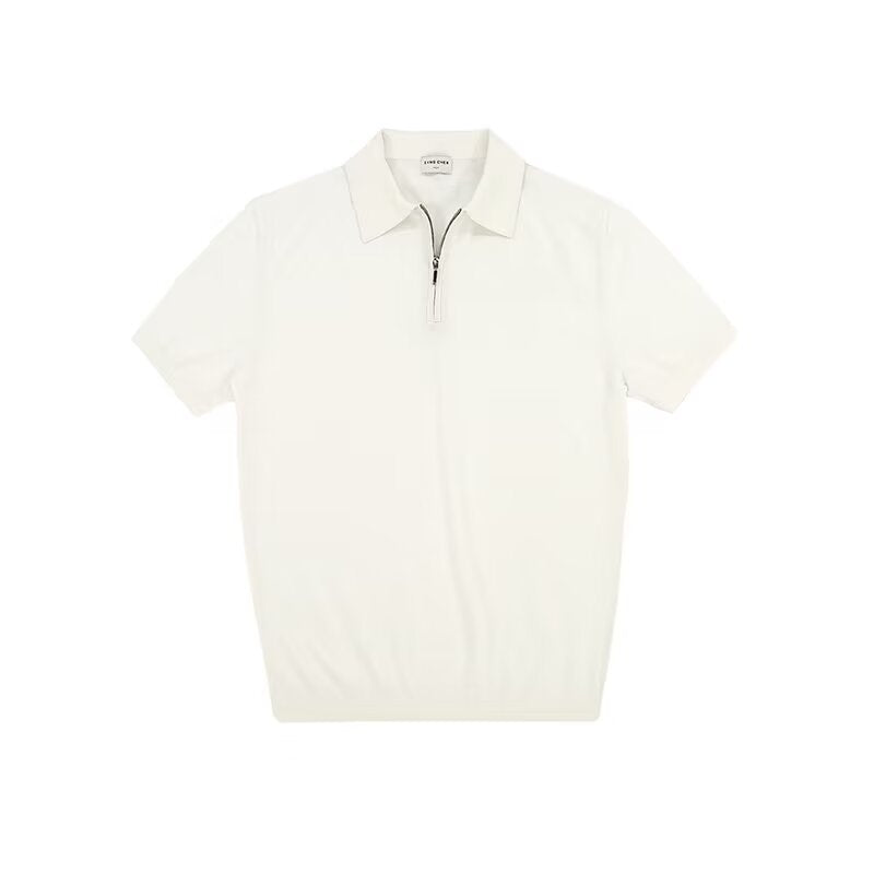 Light Luxury Zipper Polo Shirt Lapel Short Sleeve